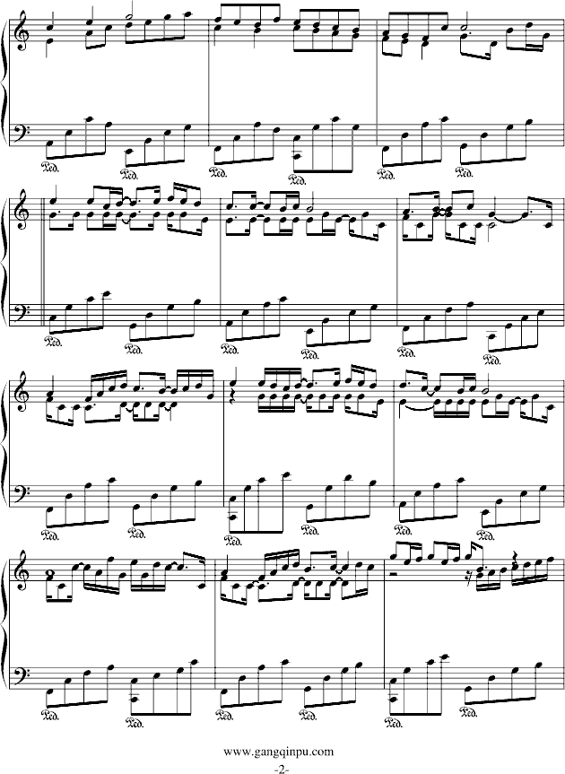 卡农-（C Major）接近原版钢琴曲谱（图2）