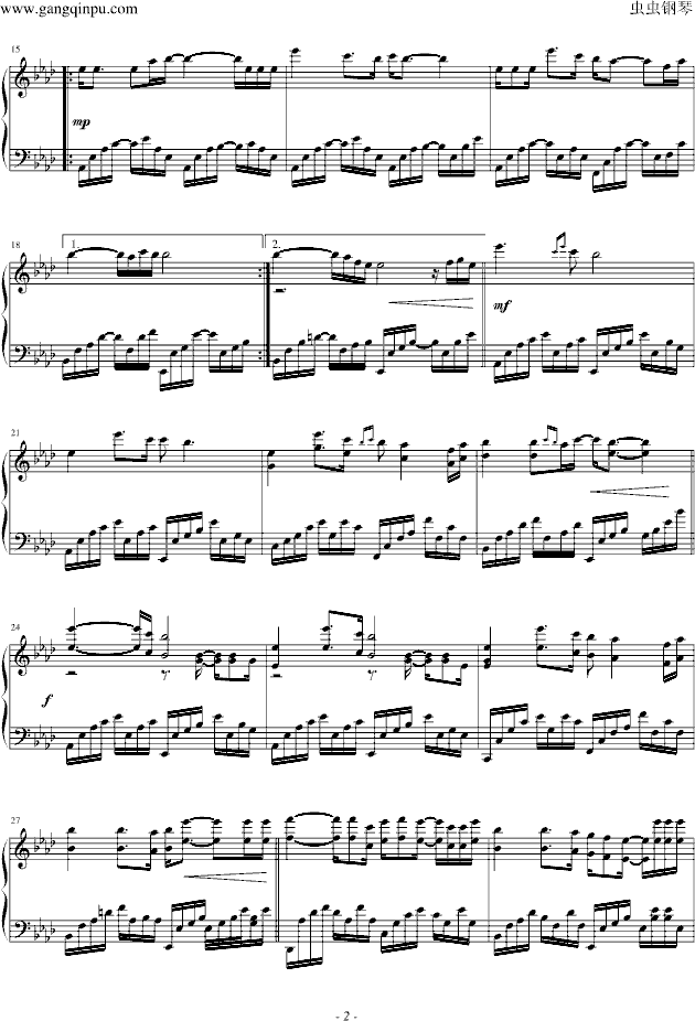 弯弯的月亮钢琴曲谱（图2）