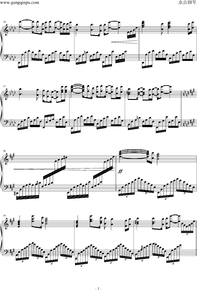 弯弯的月亮钢琴曲谱（图3）