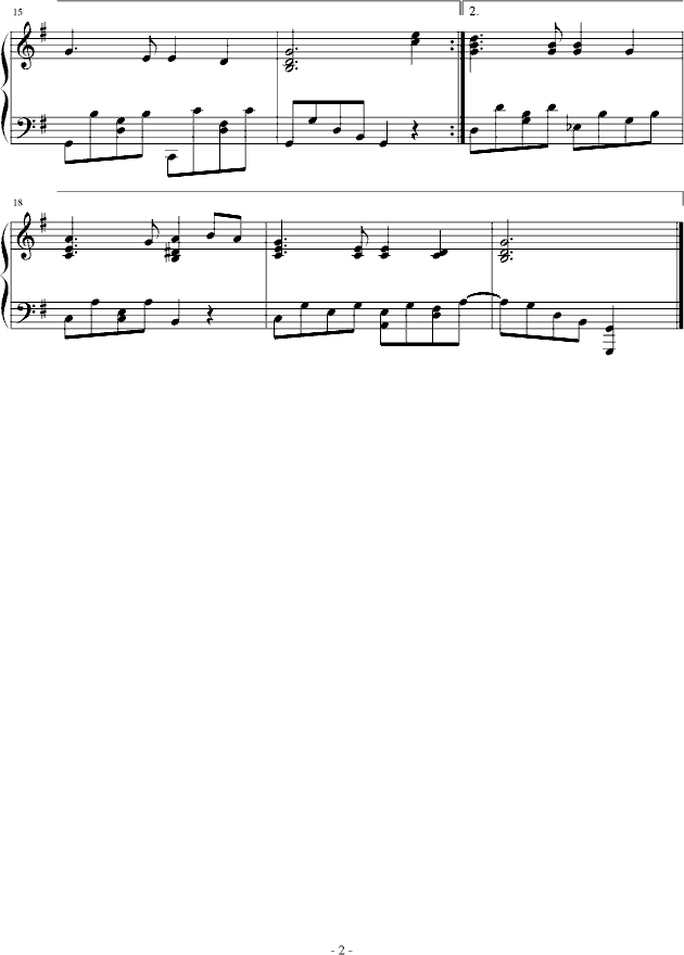 友谊地久天长钢琴曲谱（图2）