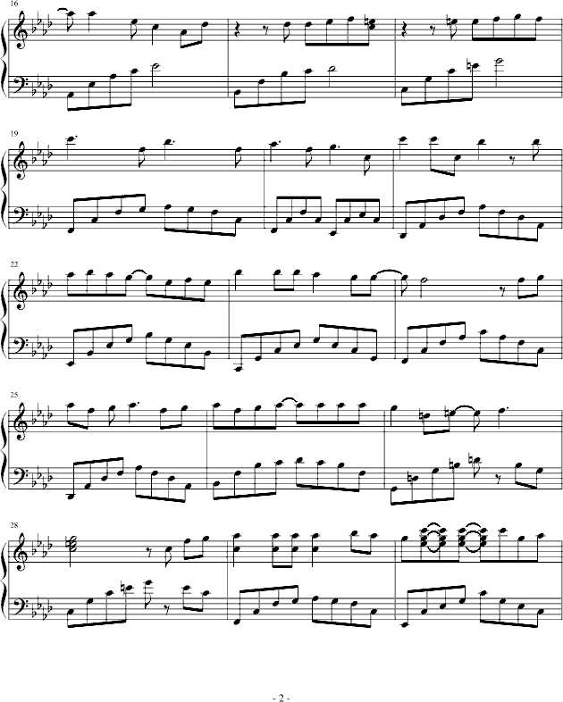 電燈膽钢琴曲谱（图2）