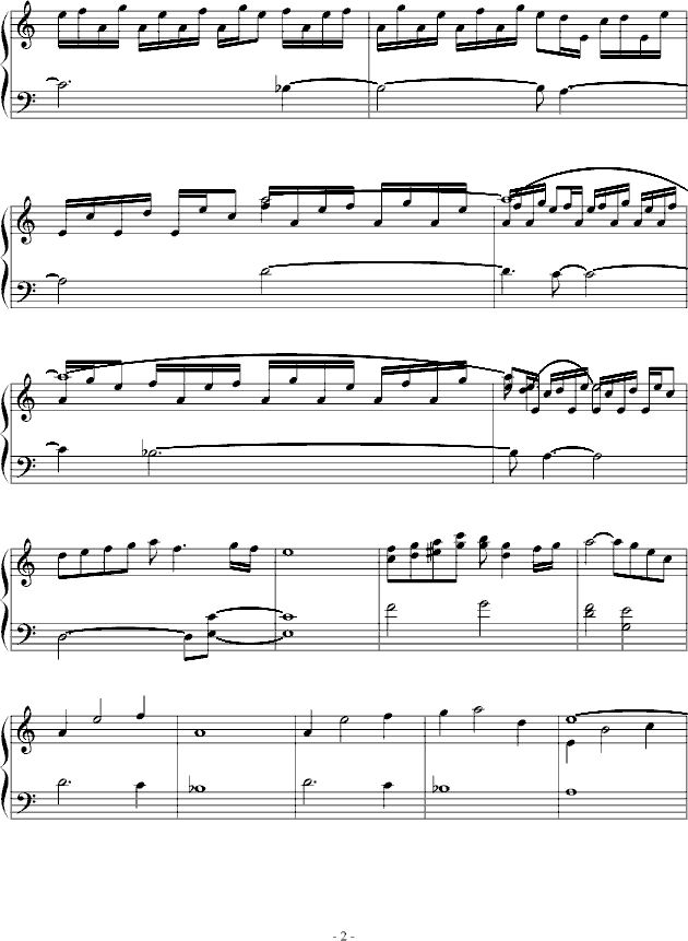 高达SEED原声--愛しみの旋律の彼方-钢琴版钢琴曲谱（图2）