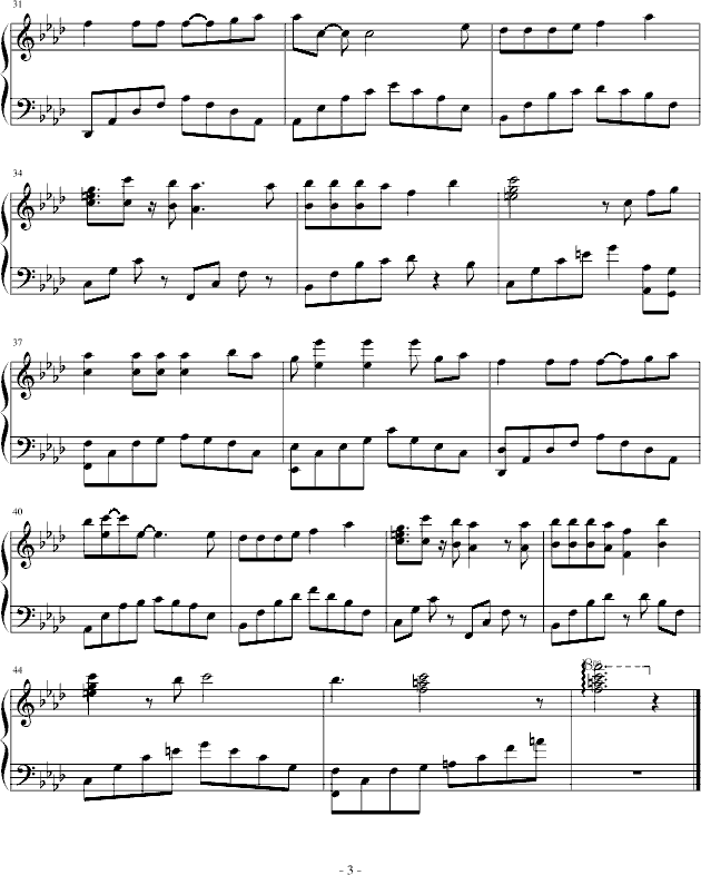 電燈膽钢琴曲谱（图3）