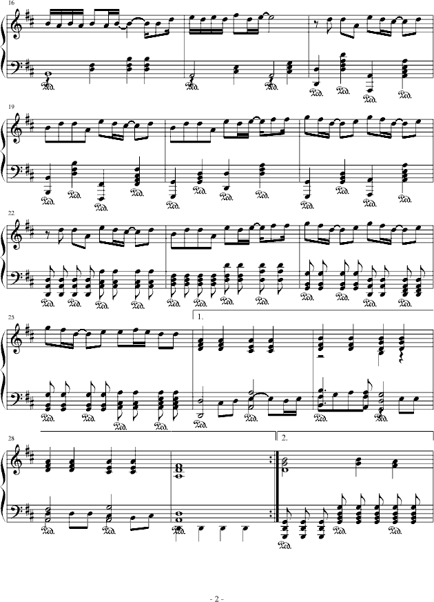 天使钢琴曲谱（图2）