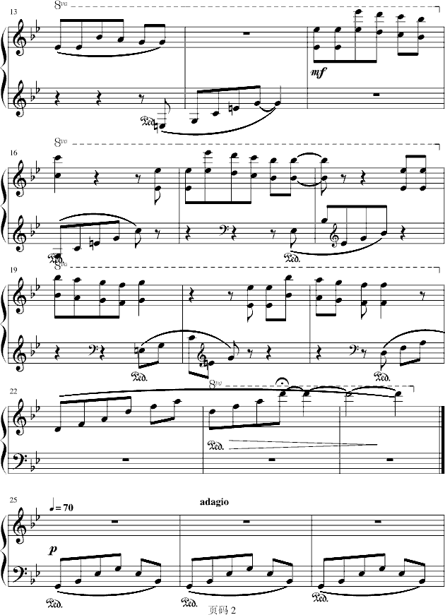 单纯的记忆钢琴曲谱（图2）