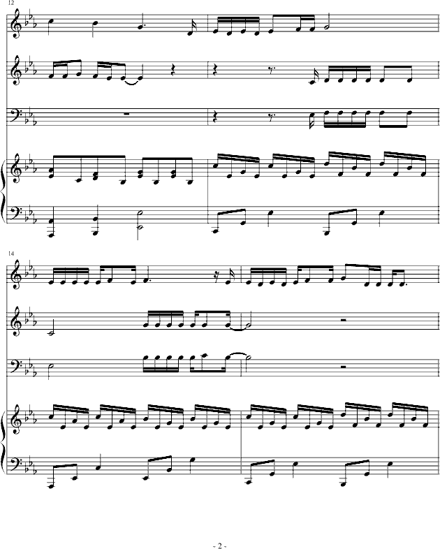 3月9日合唱版 《一升的眼泪》插曲钢琴曲谱（图2）