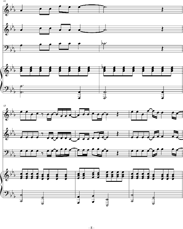 3月9日合唱版 《一升的眼泪》插曲钢琴曲谱（图8）