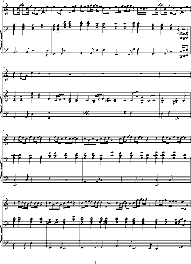 心雨-弹唱版钢琴曲谱（图2）