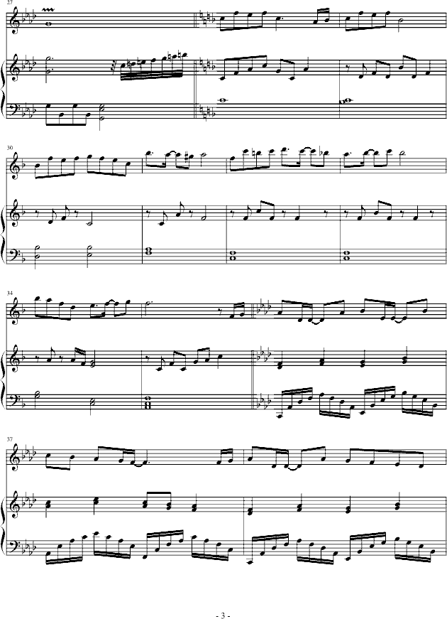 精灵世纪插曲《心火》钢琴曲谱（图3）