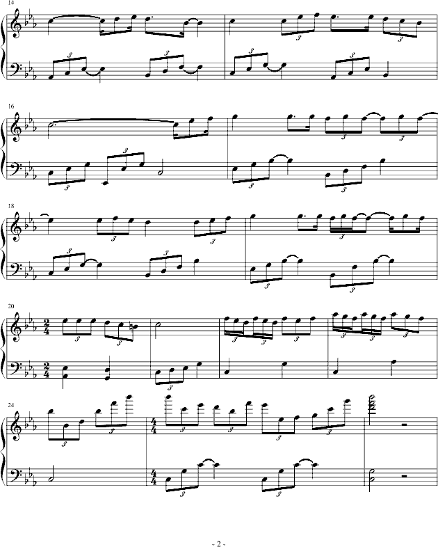 寂寞在唱歌钢琴曲谱（图2）