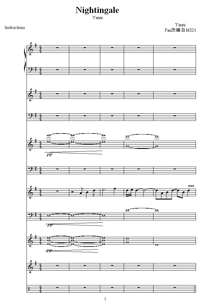 夜莺-Nightingale钢琴曲谱（图1）