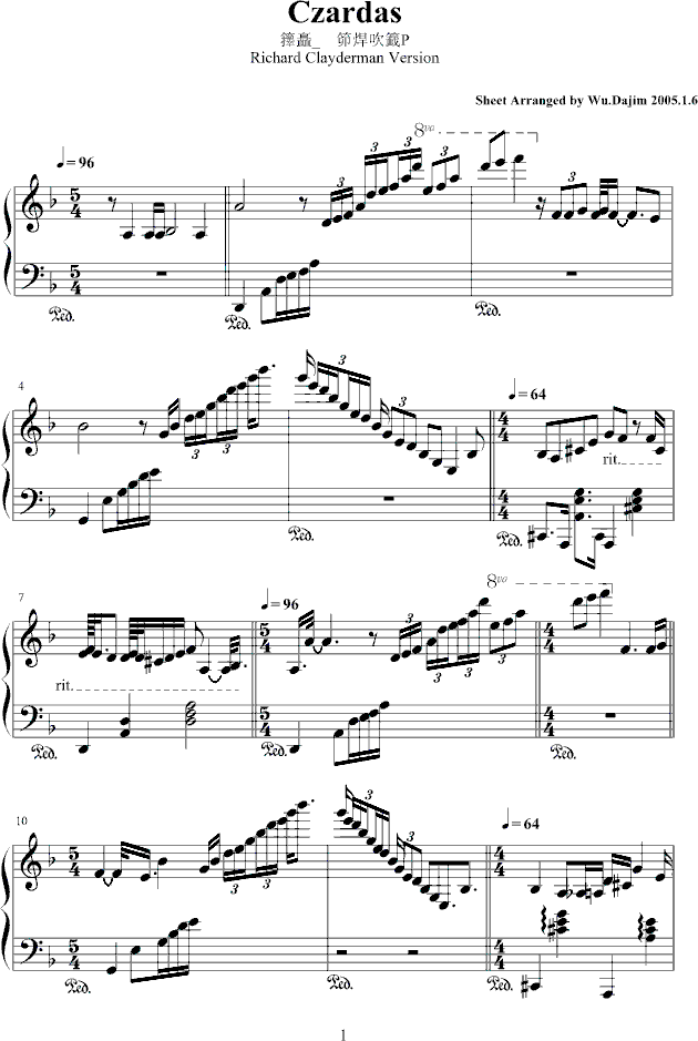 柴達爾斯舞曲钢琴曲谱（图1）