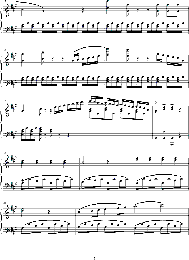 A大调奏鸣曲第一乐章钢琴曲谱（图2）