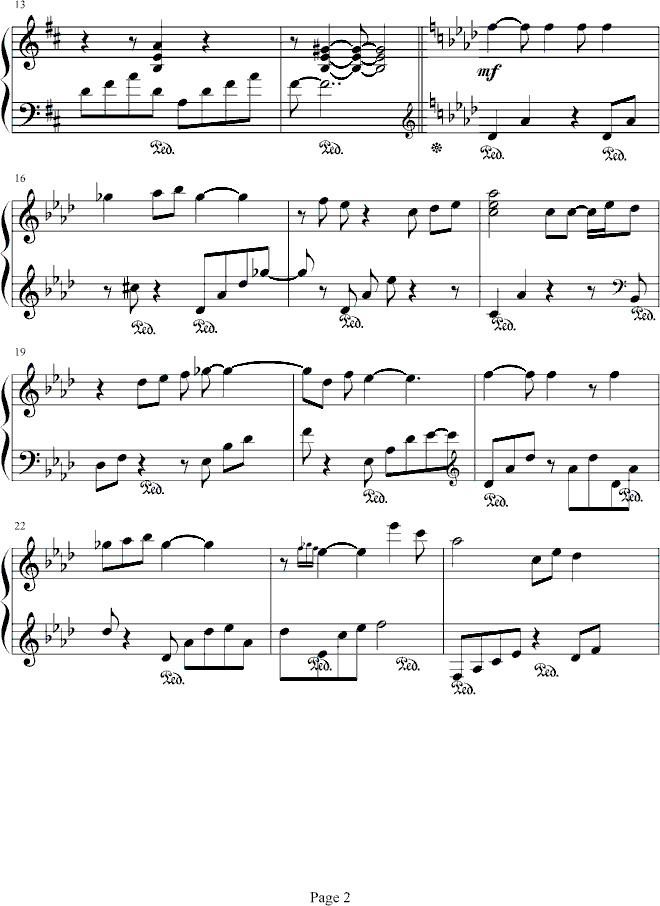 天天夜夜钢琴曲谱（图2）