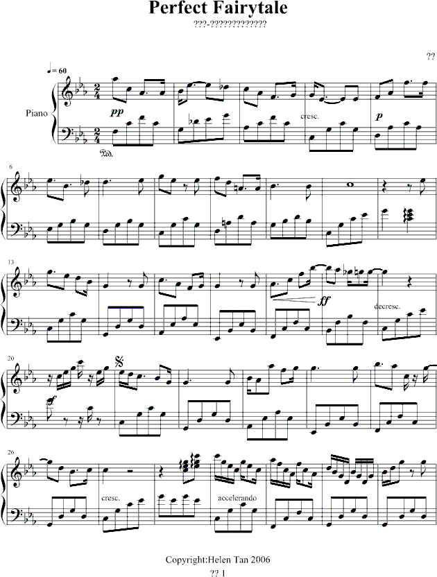 完美的童話钢琴曲谱（图1）