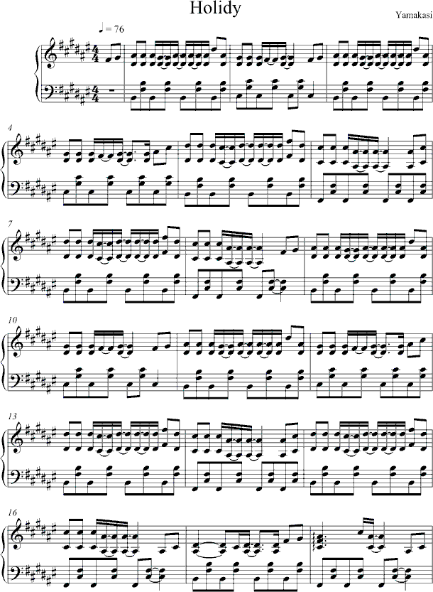 Holiday钢琴曲谱（图1）