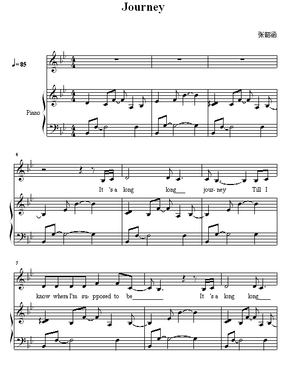 Journey - 弹唱版钢琴曲谱（图1）