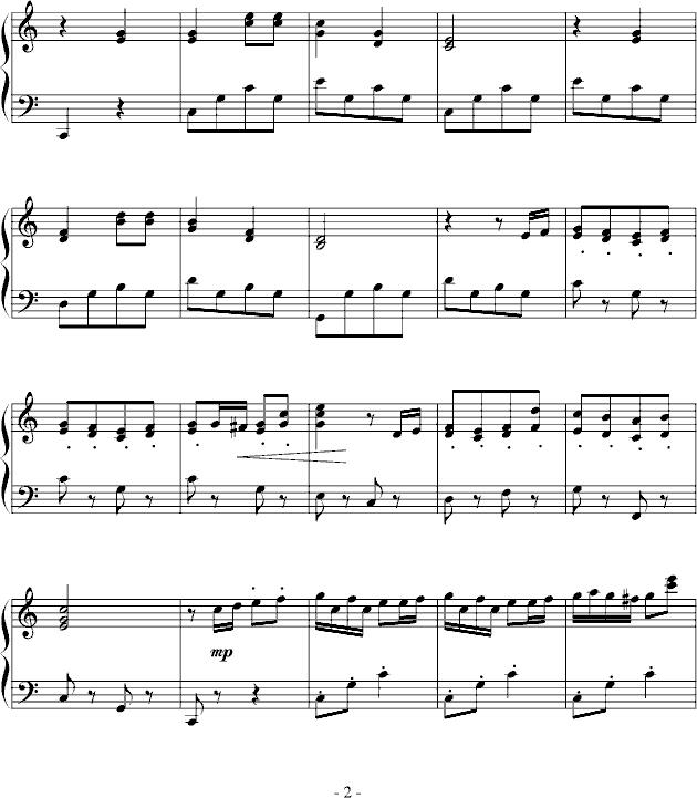 可爱的蓝精灵钢琴曲谱（图2）