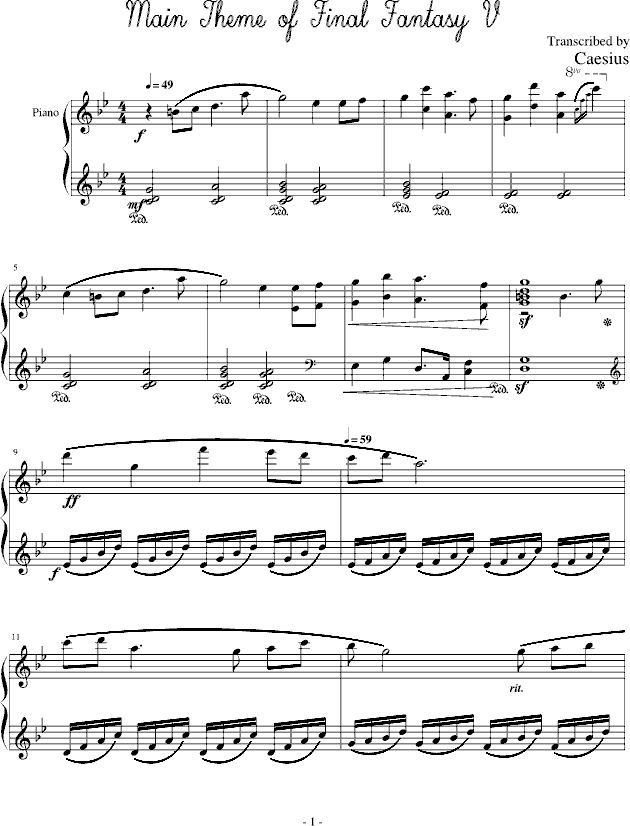 MainThemeOfFinalFantasyV钢琴曲谱（图1）