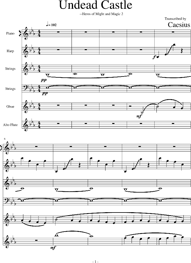 亡灵城堡-英雄无敌2钢琴曲谱（图1）