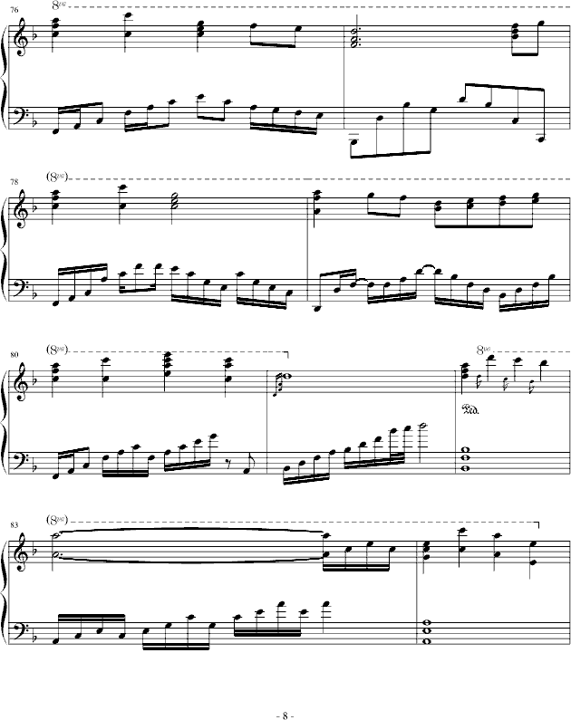 Final Fentasy-幸福版钢琴曲谱（图8）