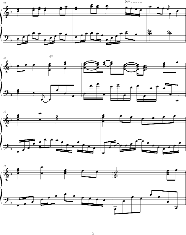 Final Fentasy-幸福版钢琴曲谱（图3）