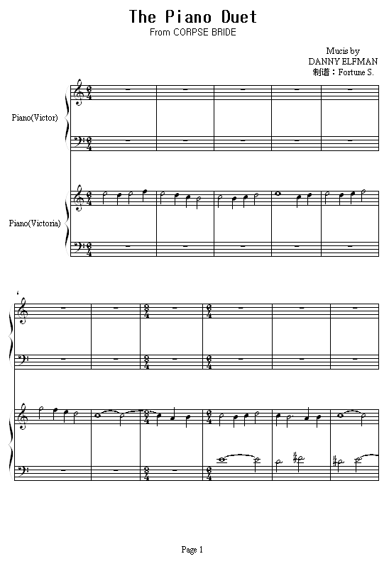 The Piano Duet（四手联弹）钢琴曲谱（图1）
