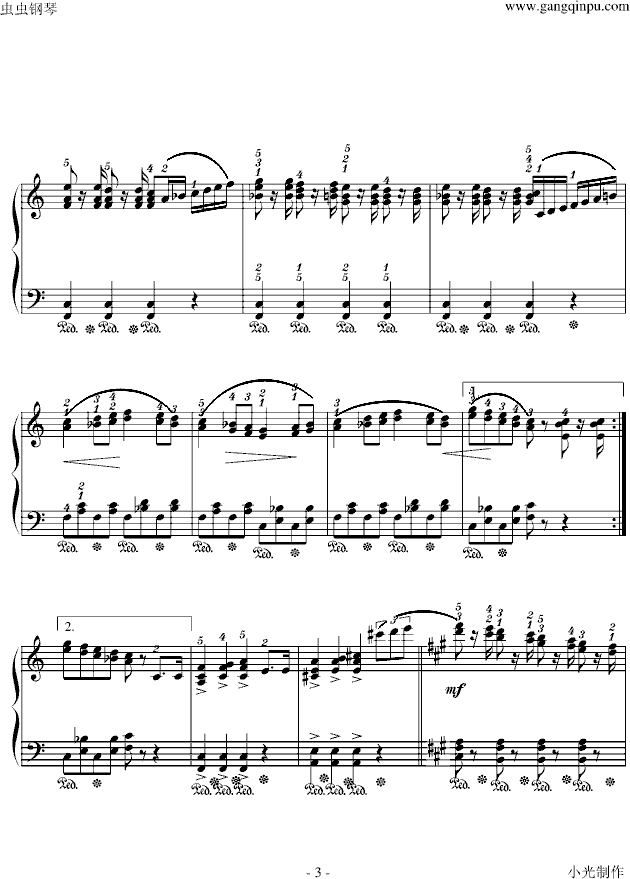 西班牙舞曲-小光版钢琴曲谱（图3）