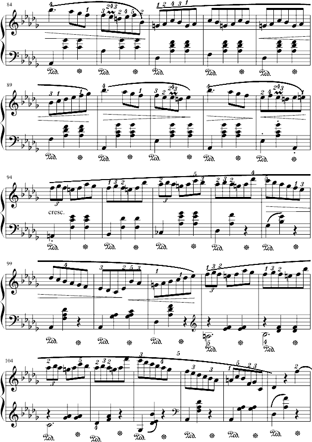 华丽的降D大调圆舞曲-小狗钢琴曲谱（图4）