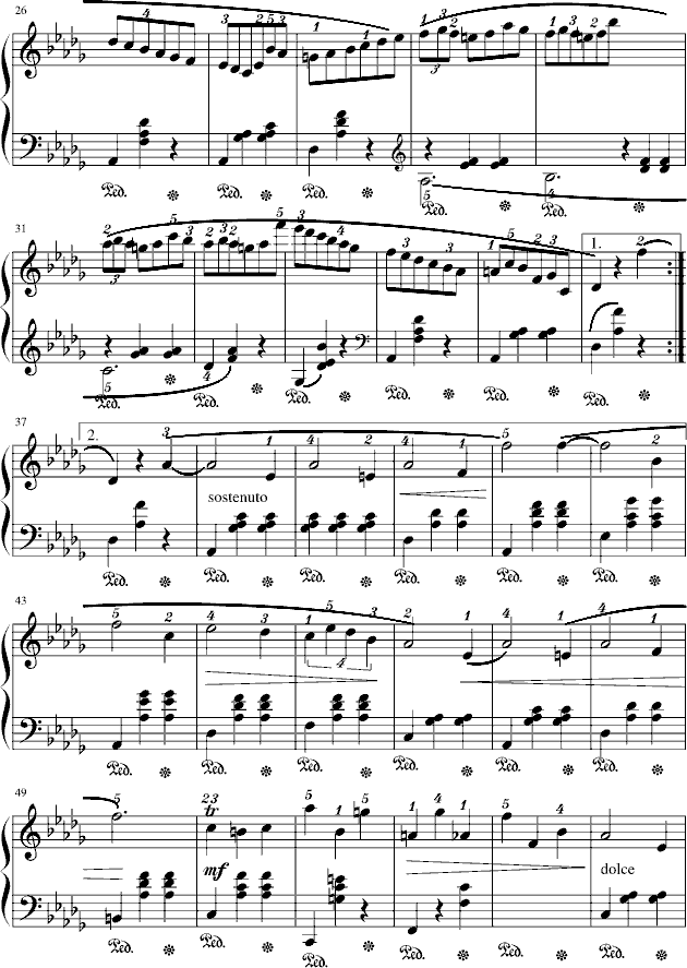 华丽的降D大调圆舞曲-小狗钢琴曲谱（图2）