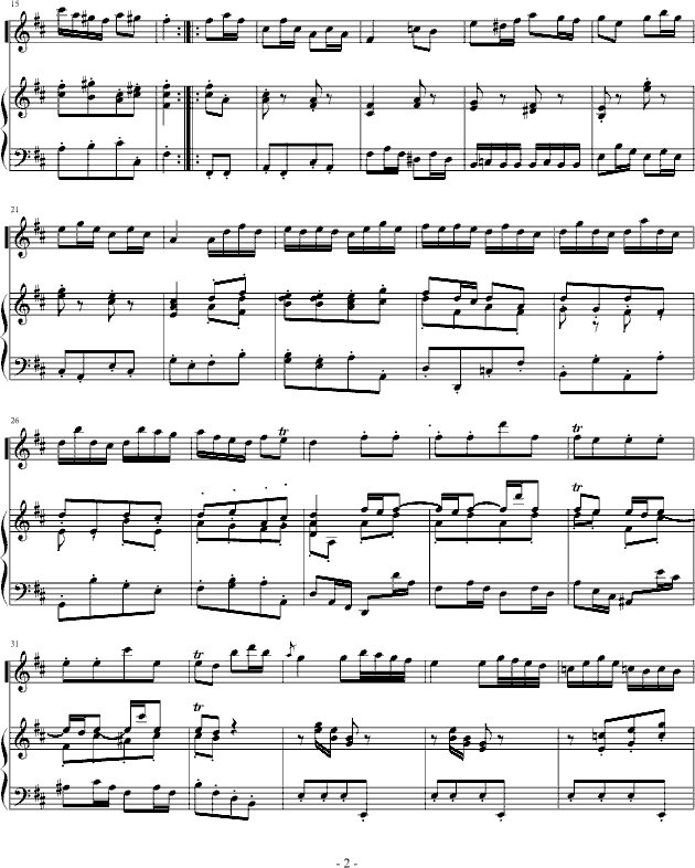 巴赫第二组曲中《嬉戏曲》钢琴曲谱（图2）