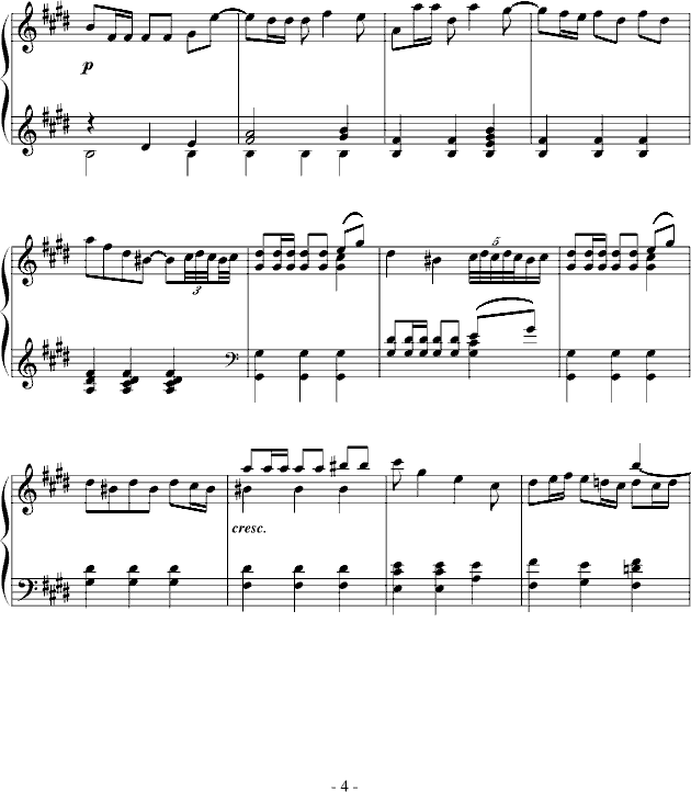 E大调奏鸣曲钢琴曲谱（图4）