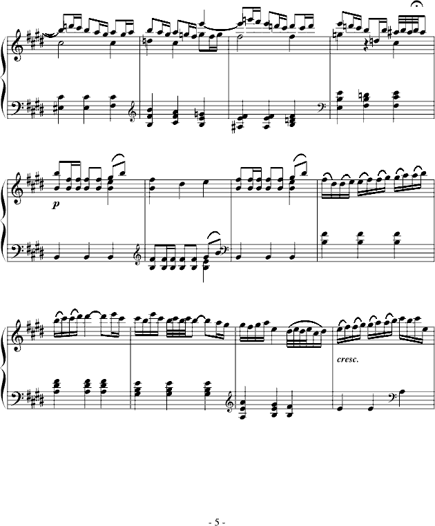 E大调奏鸣曲钢琴曲谱（图5）