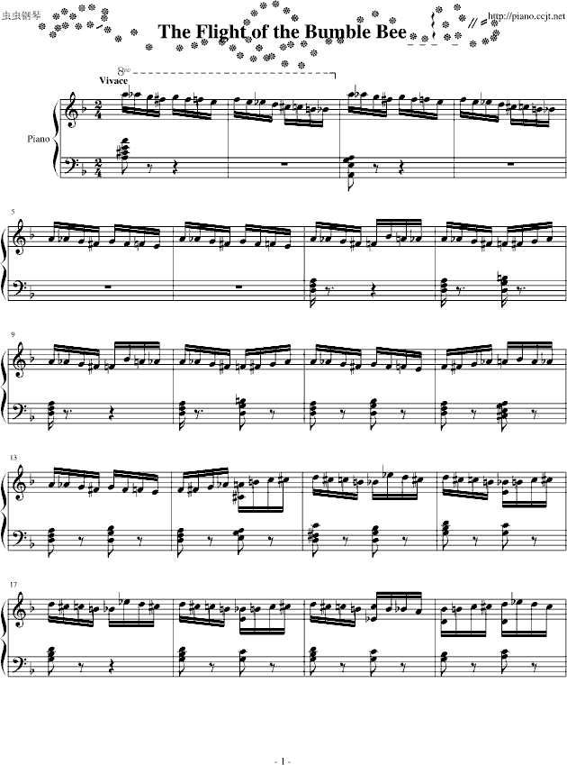 Flight of the Bumble Bee钢琴曲谱（图1）