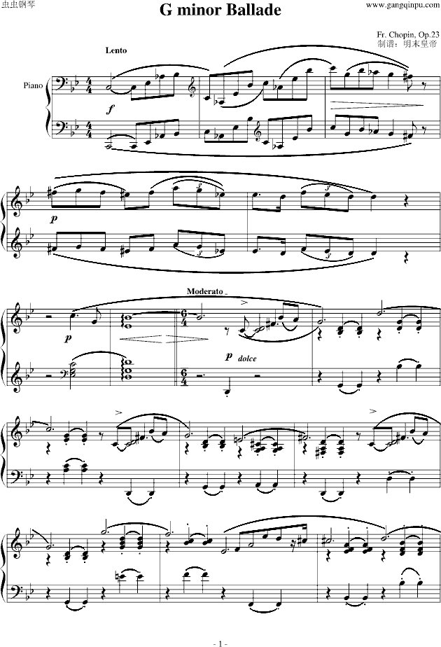 G小调叙事曲钢琴曲谱（图1）