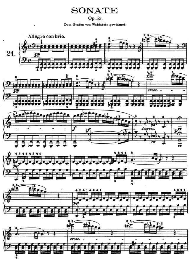 第二十一钢琴奏鸣曲-（Op.53）钢琴曲谱（图1）