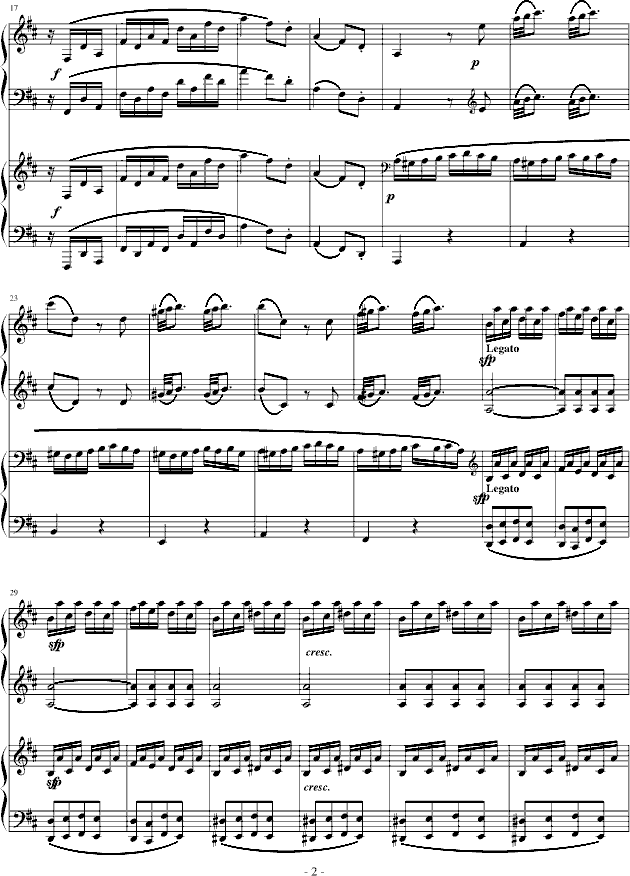 D大调双钢琴奏鸣曲第三乐章钢琴曲谱（图2）