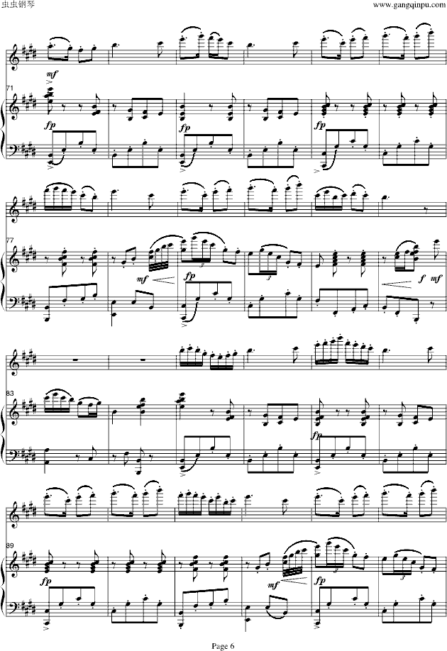 梁山伯与祝英台-小提琴协奏版钢琴曲谱（图6）