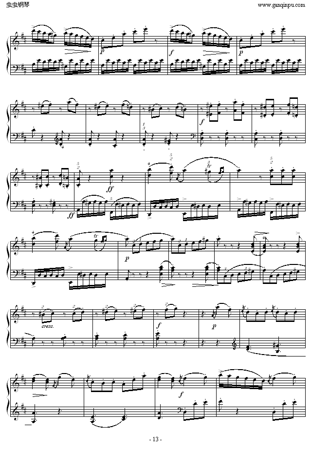 D大调奏鸣曲K.311-完整版钢琴曲谱（图13）