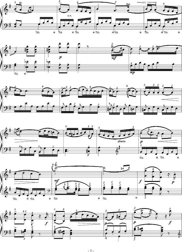 D大调奏鸣曲K.311第二乐章钢琴曲谱（图3）