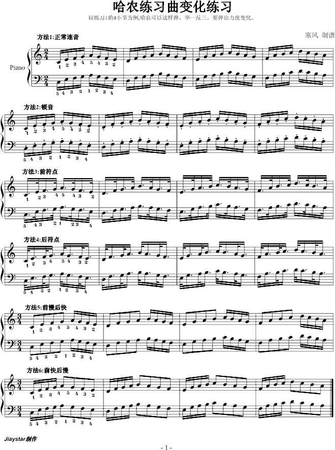 哈农练习曲变化练习钢琴曲谱（图1）