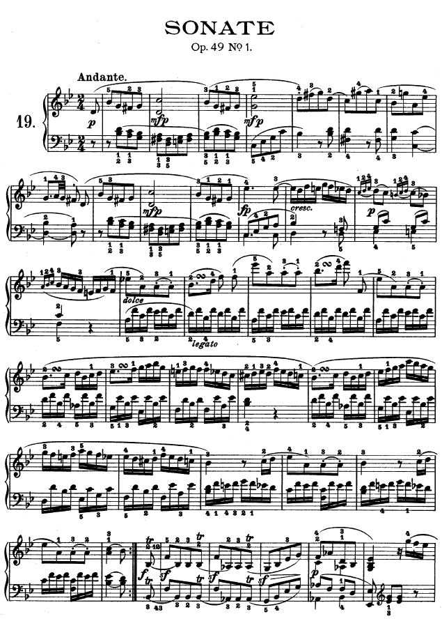 第十九钢琴奏鸣曲-（Op.49 No.1）钢琴曲谱（图1）