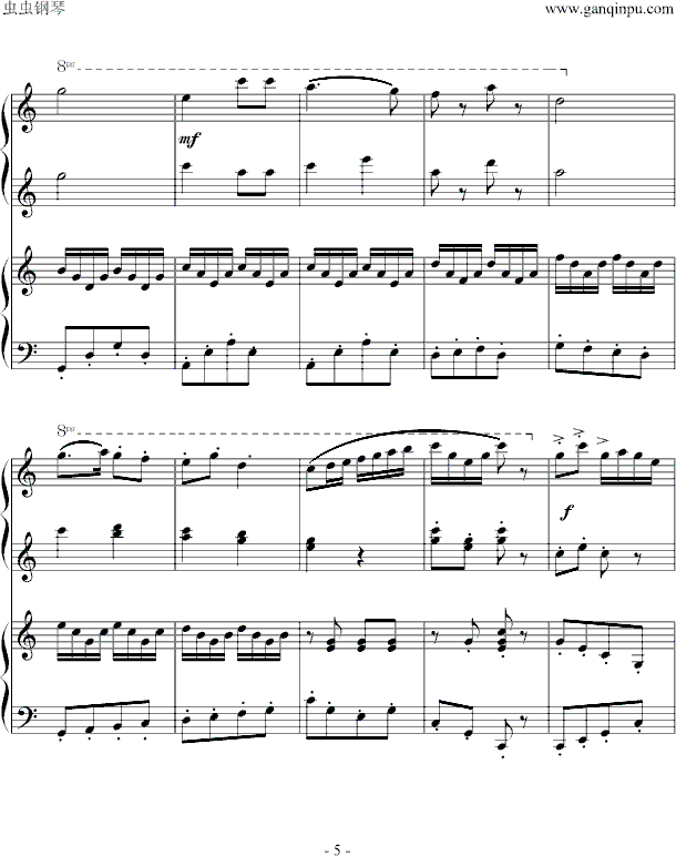 小松树-（四手联弹）钢琴曲谱（图3）