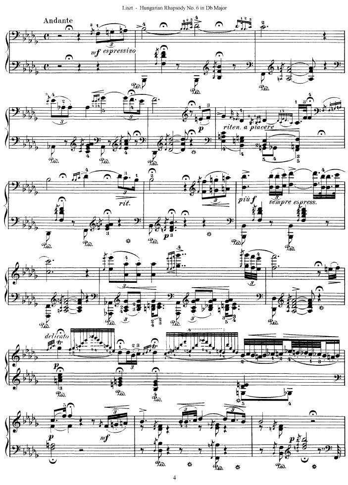 匈牙利狂想曲第六号钢琴曲谱（图4）