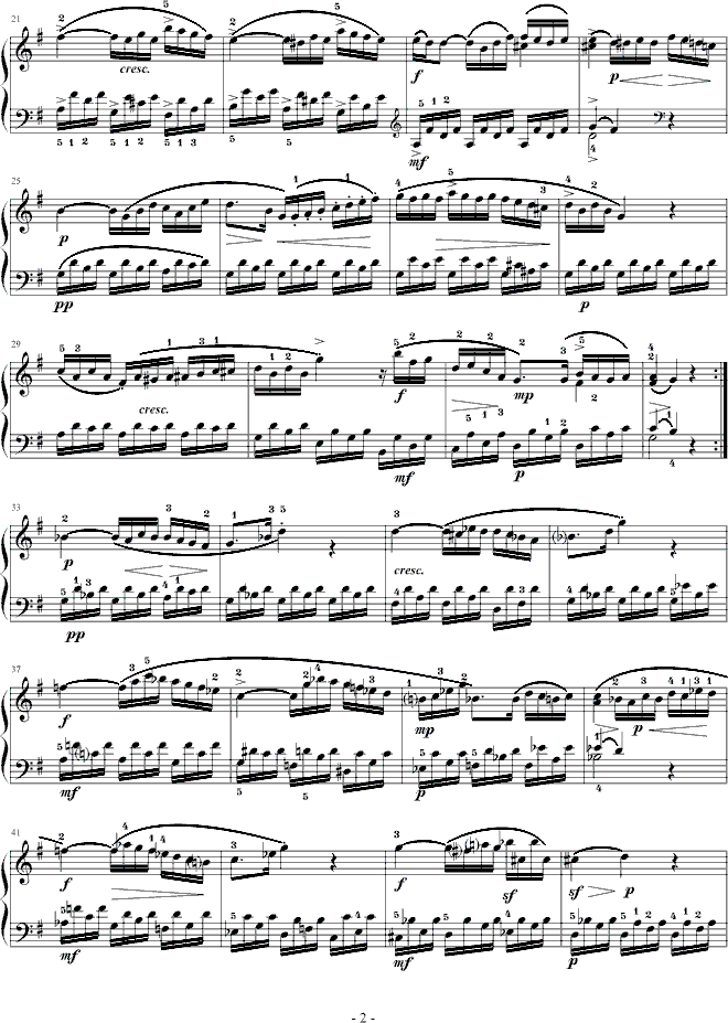 C大调第16钢琴奏鸣曲K.545第二乐章钢琴曲谱（图2）
