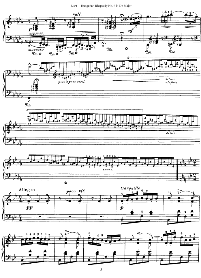 匈牙利狂想曲第六号钢琴曲谱（图5）