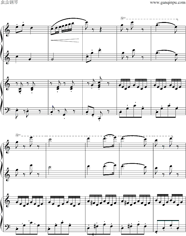 小松树-（四手联弹）钢琴曲谱（图4）