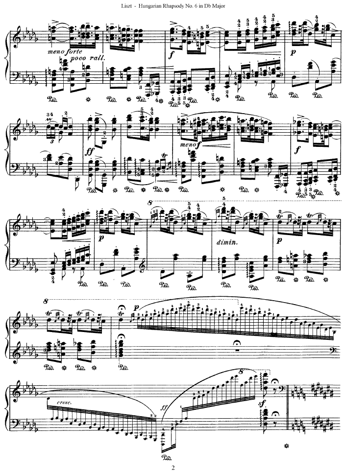 匈牙利狂想曲第六号钢琴曲谱（图2）