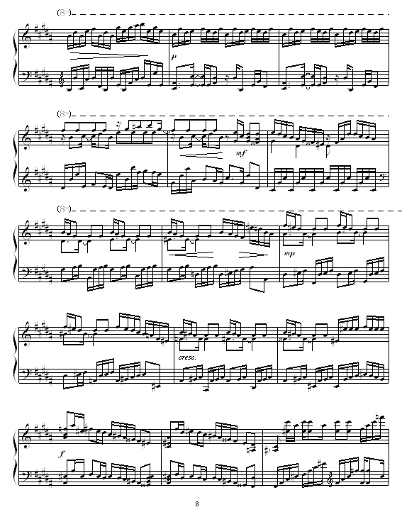 B大调练习曲钢琴曲谱（图8）