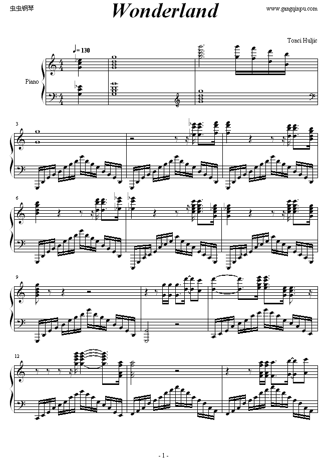 新乐园钢琴曲谱（图1）